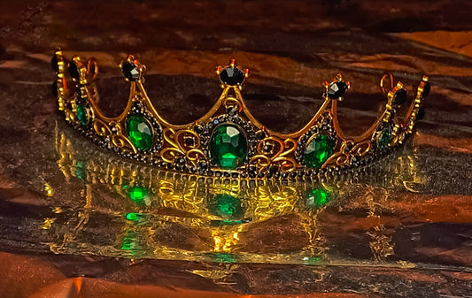 Diadem aus Bronze mit grünem Strass (Ø 15cm, 5cm hoch)