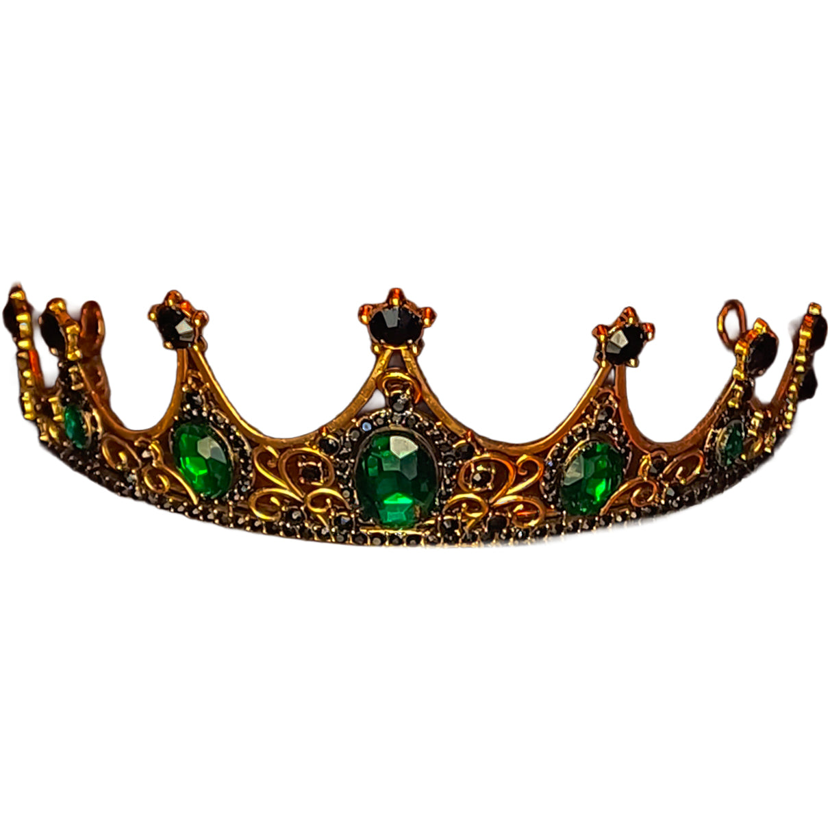 Diadem aus Bronze mit grünem Strass (Ø 15cm, 5cm hoch)