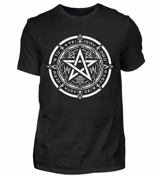 T-Shirt Pentagramm im Runenkranz