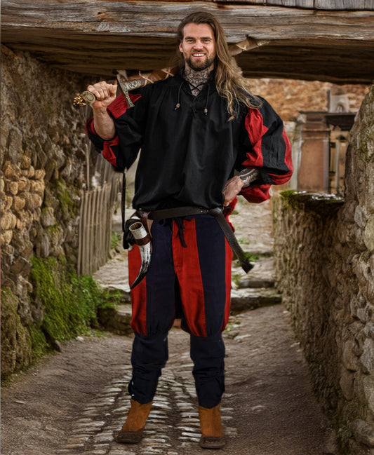 Mittelalter Landsknecht Hemd und Hose schwarz rot