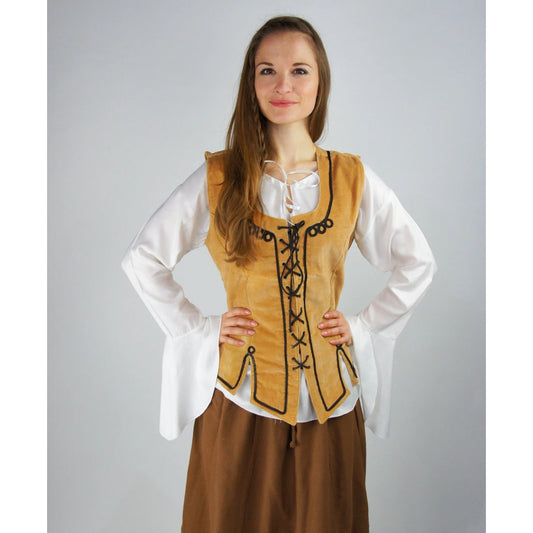 Mittelalterliche Fantasy Weste in honigbraun