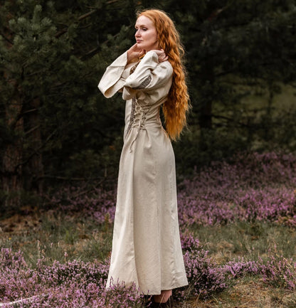 Mittelalter Baumwollkleid Natur