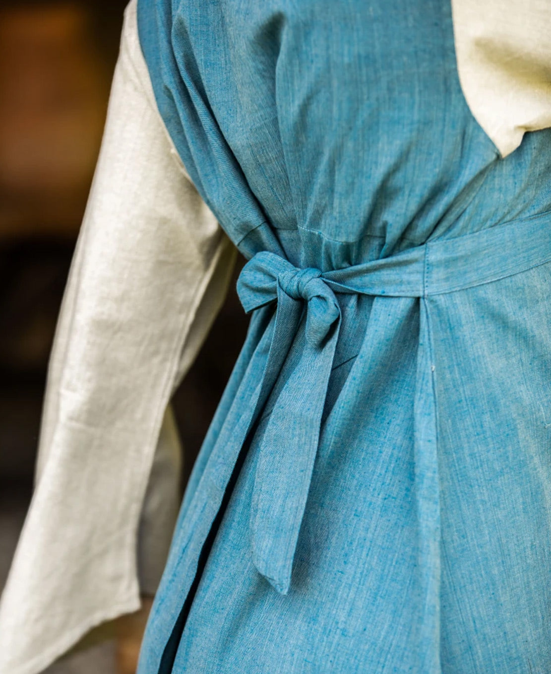 Mittelalterkleid Taubenblau/Natur