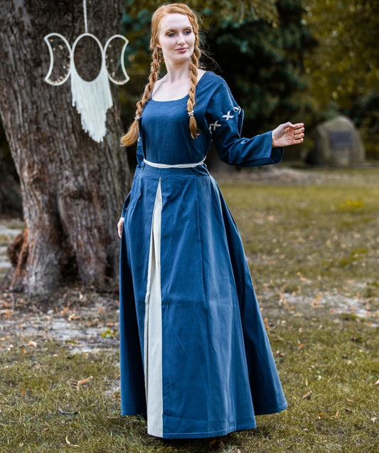 SALE! Mittelalterkleid Taubenblau/Natur Gr.XL