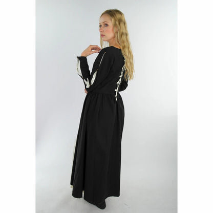 Mittelalterliches Kleid mit Einsätzen schwarz/natur