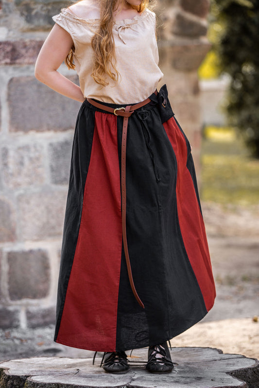 SALE! Mittelalterlicher Rock, weit ausgestellt, schwarz/rot Gr.L/XL