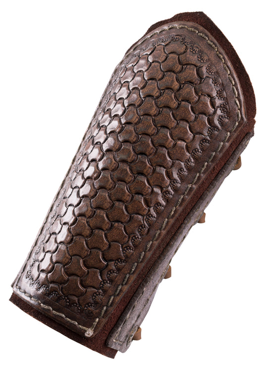 Armschützer aus Leder mit Prägung und Wildleder, Paar, braun