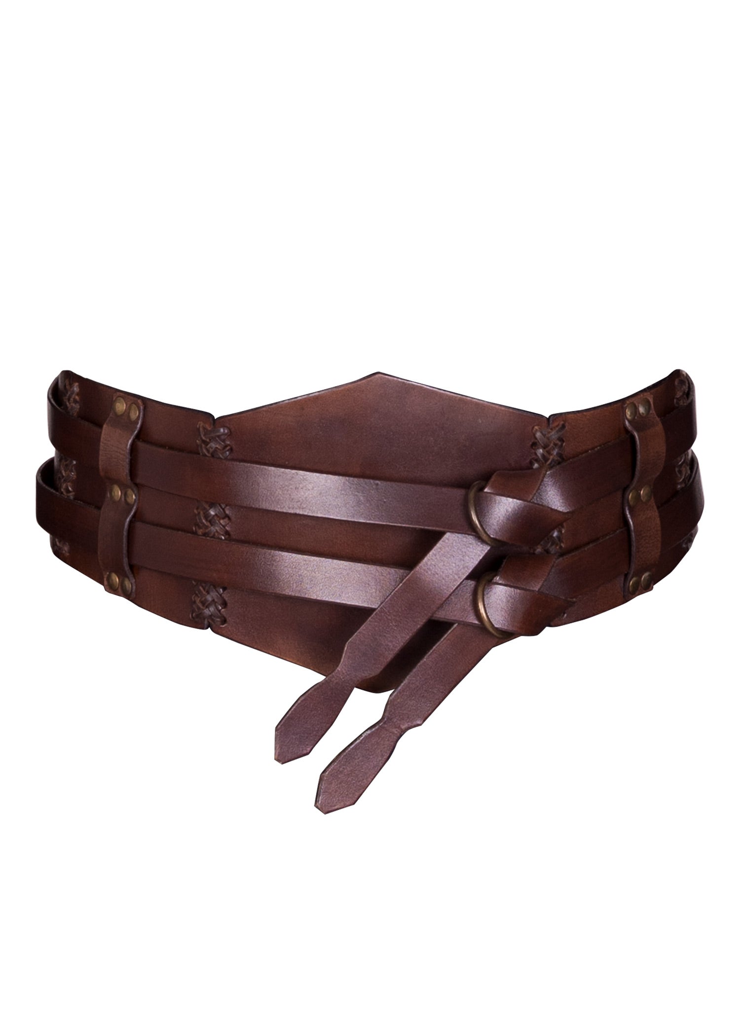 Breiter Ledergürtel, Doppelgürtel mit Flechtnaht, Unisex, schwarz oder braun
