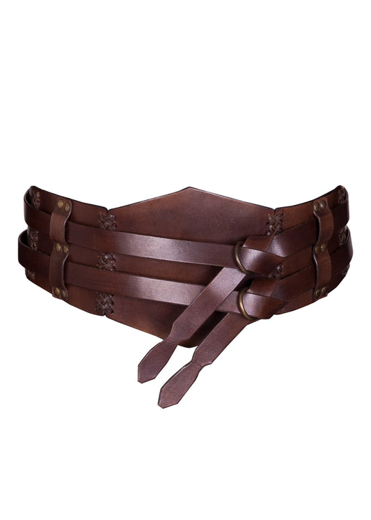 Breiter Ledergürtel, Doppelgürtel mit Flechtnaht, Unisex, schwarz oder braun