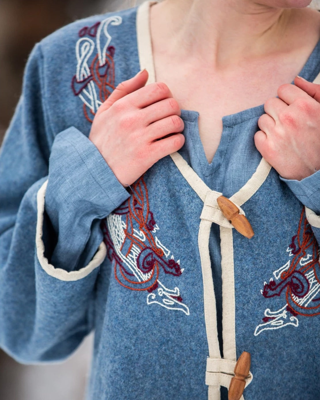 Wikinger Birka Mantel Taubenblau
