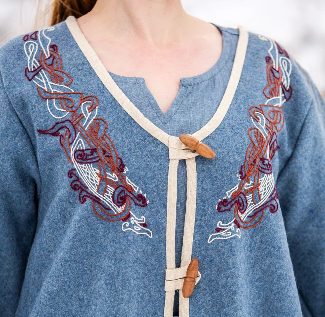 Wikinger Birka Mantel Taubenblau