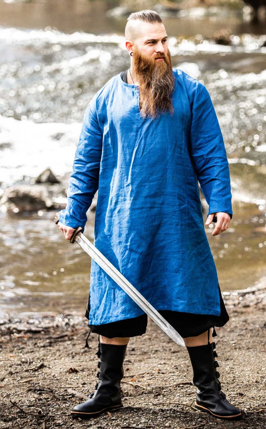 SALE! Wikinger Leinentunika Blau Gr. XXL