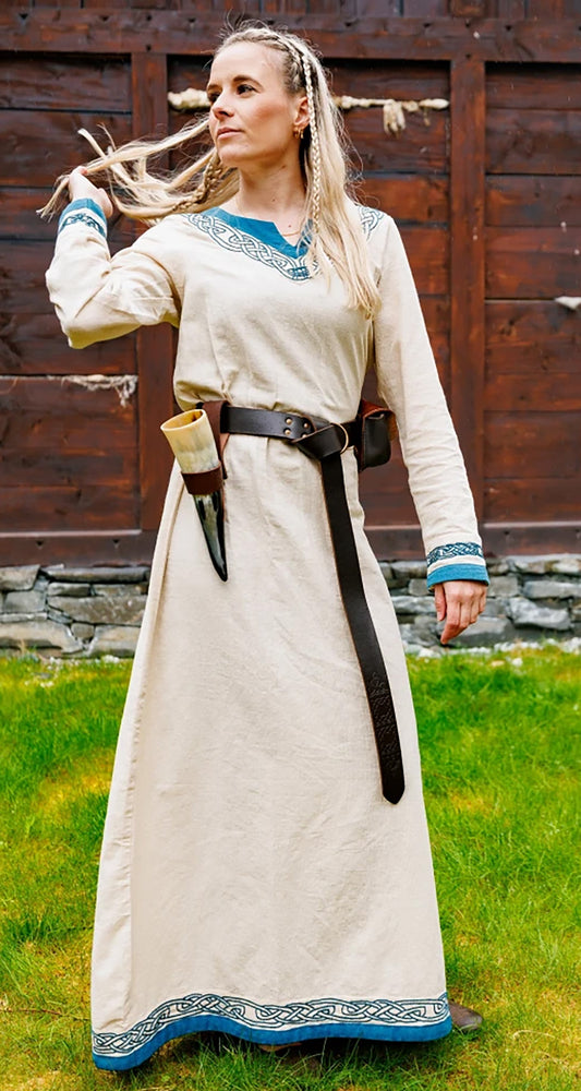 SALE Wikinger Kleid Natur/Blau Gr.M