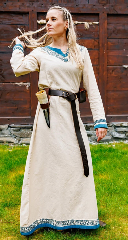 Wikinger Kleid Natur/Blau
